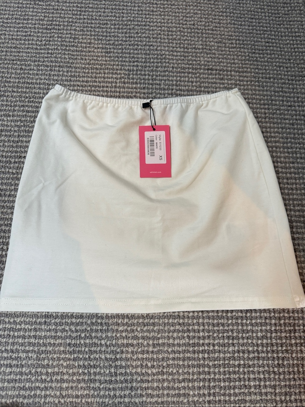 Edikted White Elastic-Waist Mini Skirt